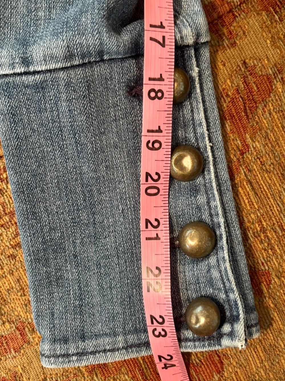 INC International Concepts Denim Jacket Brass Button Stretch Jean Jacket Size M - Picture 14 of 16
